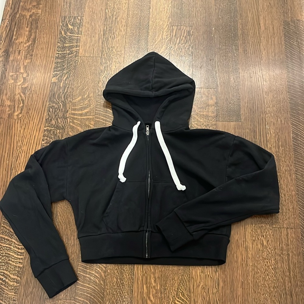 Black Katie J NYC cropped zip up for kids-tweens
